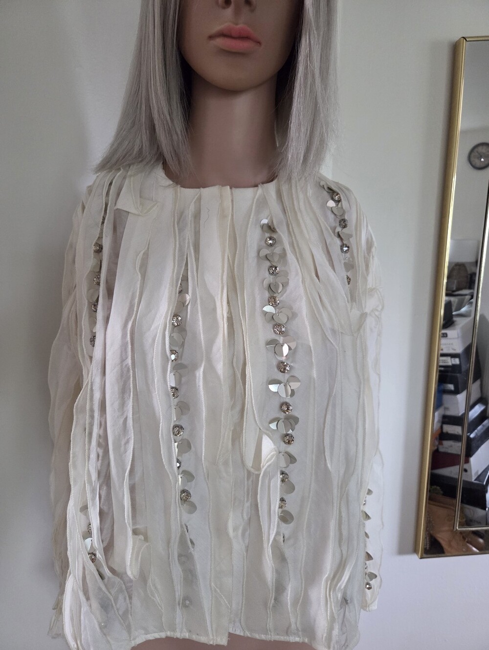 RARE Zara Womens Appliques Ruffled Jacket with Beads & Ruffles Size M #3920/119 - Picture 3 of 12